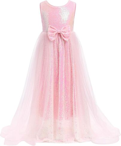 Girls Sequin Dresses Sparkly Tulle Birthday Princess Pageant Graduation Party Dress - 3-14Years in Saudi Arabia
