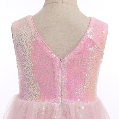 Girls Sequin Dresses Sparkly Tulle Birthday Princess Pageant Graduation Party Dress - 3-14Years in Saudi Arabia