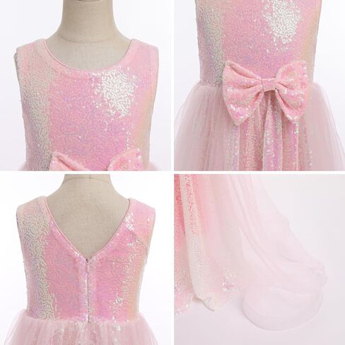 Girls Sequin Dresses Sparkly Tulle Birthday Princess Pageant Graduation Party Dress - 3-14Years in Saudi Arabia