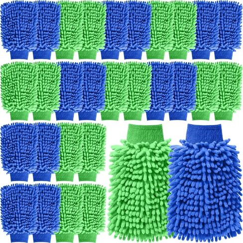 Patelai 30 Pcs Car Wash Mitt Scratch Free Microfiber Chenille Car Wash Gloves Double Sided Absorbent Mitt for Washing Cleaning Cars Trucks Boats, 9.45 x 5.9 Inch in Saudi Arabia