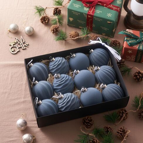 Christmas Balls Ornaments, 12 Pcs Green Bulk Flocked Christmas Tree Ornaments, Multicolor Xmas Tree Decorations for Christmas Tree Holiday Wreath Garland Decor Ornaments (Blackish Green, 3.15 Inch) in Saudi Arabia