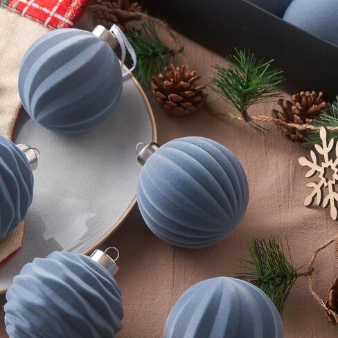 Christmas Balls Ornaments, 12 Pcs Green Bulk Flocked Christmas Tree Ornaments, Multicolor Xmas Tree Decorations for Christmas Tree Holiday Wreath Garland Decor Ornaments (Blackish Green, 3.15 Inch) in Saudi Arabia