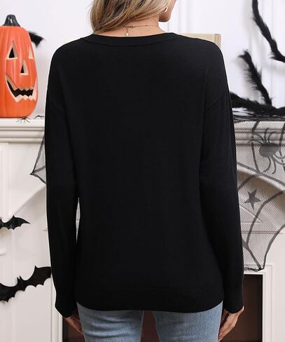 Halloween Ghost Boo Sweater for Women Cute Crewneck Knitted Fall Winter Fashion Clothes Loose Pullover Sweater Tops in Saudi Arabia
