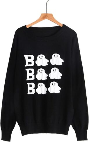 Halloween Ghost Boo Sweater for Women Cute Crewneck Knitted Fall Winter Fashion Clothes Loose Pullover Sweater Tops in Saudi Arabia