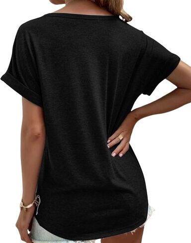Womens V Neck T Shirts Casual Loose Tees Trending Now Summer Short Sleeve Tops in Kuwait