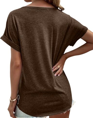 Womens V Neck T Shirts Casual Loose Tees Trending Now Summer Short Sleeve Tops in Kuwait