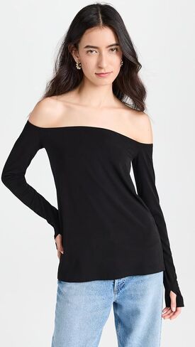 Norma Kamali Women's Long Sleeve Off Shoulder Top in Saudi Arabia