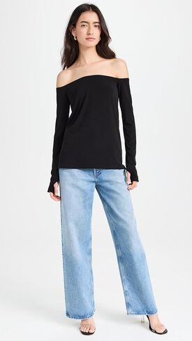 Norma Kamali Women's Long Sleeve Off Shoulder Top in Saudi Arabia