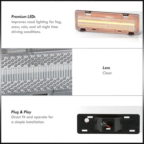 AJP Distributors Clear Amber LED Side Markers Front Fender Lights Signal Lamps Compatible/Replacement For Chevrolet Chevy Camaro Pontiac Firebird 1982 1983 1984 1985 1986 1987 1988 1989 1990 1991 1992 in Kuwait