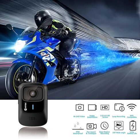 كاميرا الحركة 4K - كاميرا رياضية واي فاي 145 درجة زاوية واسعة 16 ميجابكسل فائقة الدقة 30 متر/98 قدم مقاومة للماء تحت الماء مع بطاقة ذاكرة 32 جيجابايت وملحقات تركيب الخوذة in Kuwait
