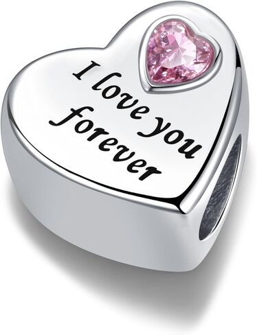 Heart Love Mother Daughter Sister Auntie Wife I Love You Forever Birthday Charms Compatible with Pandora Bracelets Charms for Women in Saudi Arabia