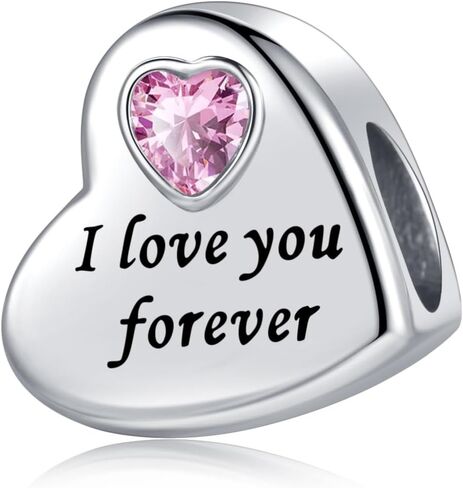 Heart Love Mother Daughter Sister Auntie Wife I Love You Forever Birthday Charms Compatible with Pandora Bracelets Charms for Women in Saudi Arabia