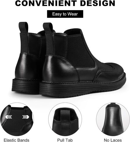 Chelsea Boots Men Genuine Leather Brogue Wingtip Casual Dress Boots Comfortable Classic Slip On Ankle Chukka Boots for Office Casual Travel in Saudi Arabia
