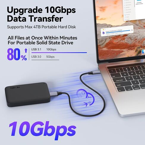 External Hard Drive Cable USB C 1.5FT, 10Gbps Micro B 3.0 to Type C Cord Wire Replacement for Seagate Toshiba WD My Passport LaCie PS5 Game Drive, MacBook Pro/Air Tablet in Kuwait