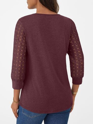 Womens 3/4 Length Sleeve Tops Shirts Work Blouses Business Casual Fashion Spring Trendy Clothes in Saudi Arabia
