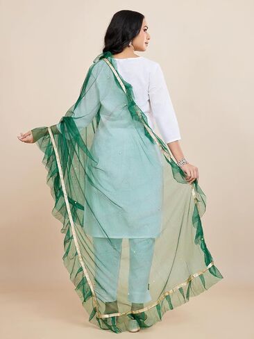 وشاح نسائي من Weavers Villa مزين بشبكة Dupatta Chunni | 2.25 متر | شبكة بولي خفيفة الوزن وتفاصيل معقدة للارتداء الاحتفالي in Kuwait