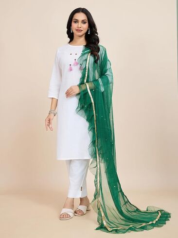 وشاح نسائي من Weavers Villa مزين بشبكة Dupatta Chunni | 2.25 متر | شبكة بولي خفيفة الوزن وتفاصيل معقدة للارتداء الاحتفالي in Kuwait