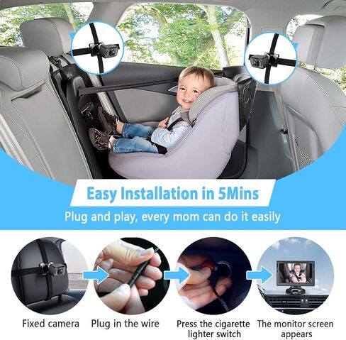 Itomoro Baby Car Camera Dual-Channel 6.8 inch HD 1080P Car Baby Camera Display with 2 IR Night Vision Camera, Easily Install Car Camera for Baby with Crystal Clear Wide View for Rear Facing Seat in Saudi Arabia
