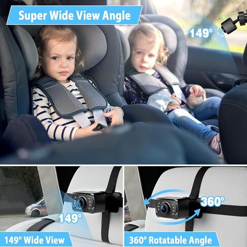 Itomoro Baby Car Camera Dual-Channel 6.8 inch HD 1080P Car Baby Camera Display with 2 IR Night Vision Camera, Easily Install Car Camera for Baby with Crystal Clear Wide View for Rear Facing Seat in Saudi Arabia