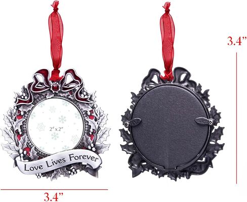 Christmas Tree Ornament Picture Frame Holiday Keepsake Gift Home Decor Christmas Decorations Xmas Gifts Pendant with 2.5" Photo Frame Insert (Golden 2024) in Kuwait