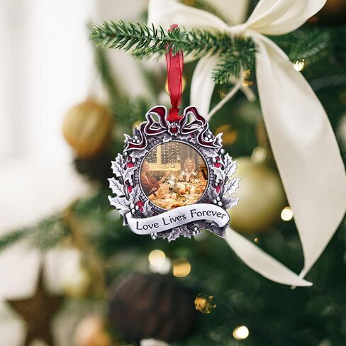 Christmas Tree Ornament Picture Frame Holiday Keepsake Gift Home Decor Christmas Decorations Xmas Gifts Pendant with 2.5" Photo Frame Insert (Golden 2024) in Kuwait
