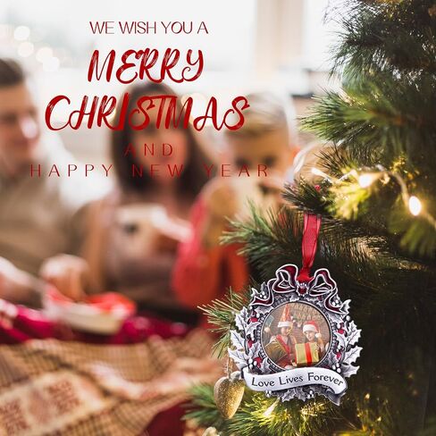 Christmas Tree Ornament Picture Frame Holiday Keepsake Gift Home Decor Christmas Decorations Xmas Gifts Pendant with 2.5" Photo Frame Insert (Golden 2024) in Kuwait
