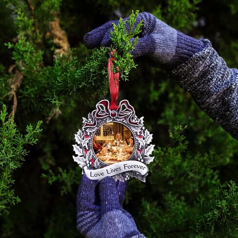 Christmas Tree Ornament Picture Frame Holiday Keepsake Gift Home Decor Christmas Decorations Xmas Gifts Pendant with 2.5" Photo Frame Insert (Golden 2024) in Kuwait