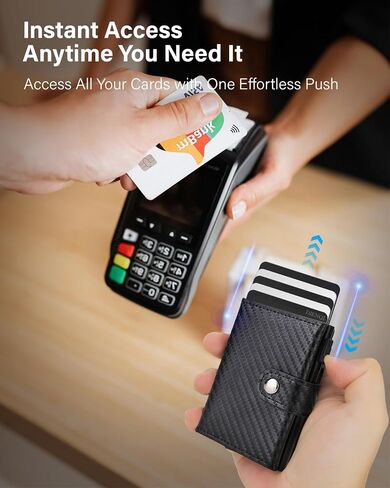 AirTag Wallet for Men: Pop Up Bank Credit Card Holder,Secure Holder for Apple Air Tag, RFID Blocking, Slim, Minimalist, Smart, 10 Cards Capacitiy | ID Window | Cash Slot | Coin Pocket (Carbon) in Saudi Arabia