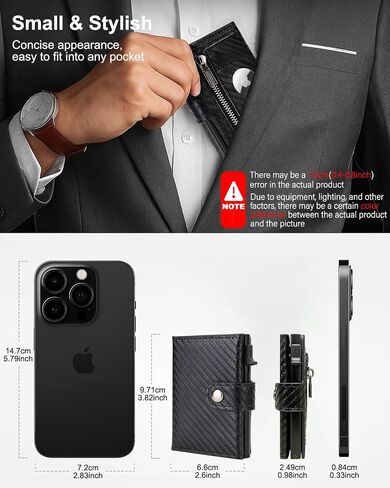 AirTag Wallet for Men: Pop Up Bank Credit Card Holder,Secure Holder for Apple Air Tag, RFID Blocking, Slim, Minimalist, Smart, 10 Cards Capacitiy | ID Window | Cash Slot | Coin Pocket (Carbon) in Saudi Arabia