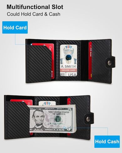 AirTag Wallet for Men: Pop Up Bank Credit Card Holder,Secure Holder for Apple Air Tag, RFID Blocking, Slim, Minimalist, Smart, 10 Cards Capacitiy | ID Window | Cash Slot | Coin Pocket (Carbon) in Saudi Arabia