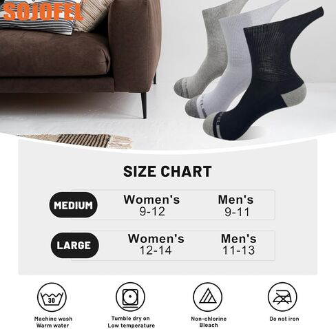 Diabetic Socks for Men Women - Non-Binding Soft Top Black 3 Pairs 11-13 in Saudi Arabia