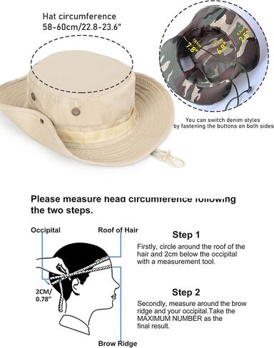 Fishing Sunblock Bucket Hats for Men Women UPF 50+ UV-Protection Cotton Foldable Hiking Garden Safari Beach Boonie Hat in Kuwait