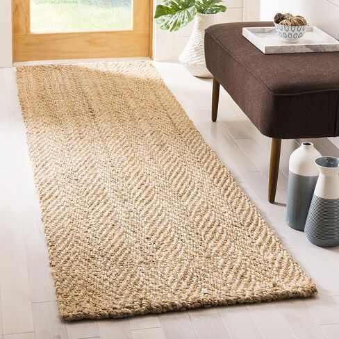 SAFAVIEH Natural Fiber Collection Runner Rug - 2'3" x 8', Natural, Handmade Jute, Ideal for High Traffic Areas in Living Room, Bedroom (NF263A) in Saudi Arabia