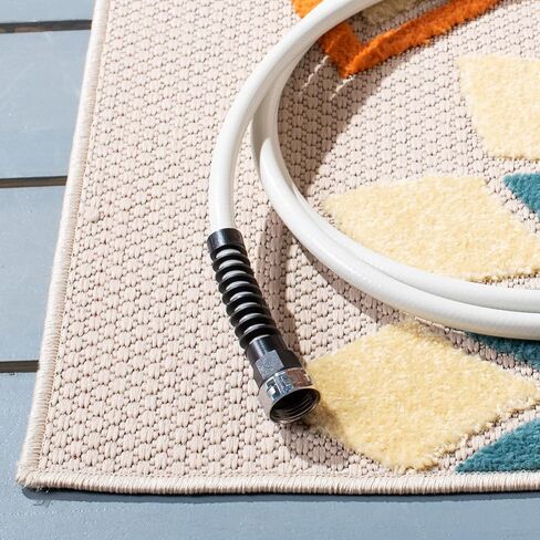 SAFAVIEH Cabana Collection Runner Rug - 2'2" x 9', Ivory & Orange, Floral Design, Non-Shedding & Easy Care, Indoor/Outdoor & Washable-Ideal for Patio, Backyard, Mudroom (CBN328A) in Saudi Arabia