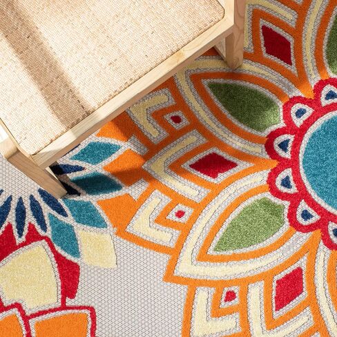 SAFAVIEH Cabana Collection Runner Rug - 2'2" x 9', Ivory & Orange, Floral Design, Non-Shedding & Easy Care, Indoor/Outdoor & Washable-Ideal for Patio, Backyard, Mudroom (CBN328A) in Saudi Arabia