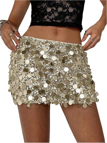 تنانير قصيرة للسيدات من Floerns للحفلات والترتر اللامع، تنانير منخفضة الارتفاع للنوادي الليلية in Kuwait