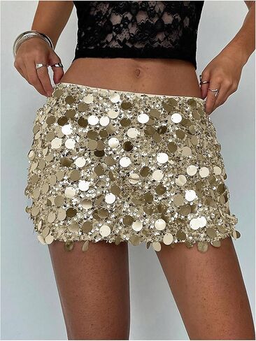 تنانير قصيرة للسيدات من Floerns للحفلات والترتر اللامع، تنانير منخفضة الارتفاع للنوادي الليلية in Kuwait