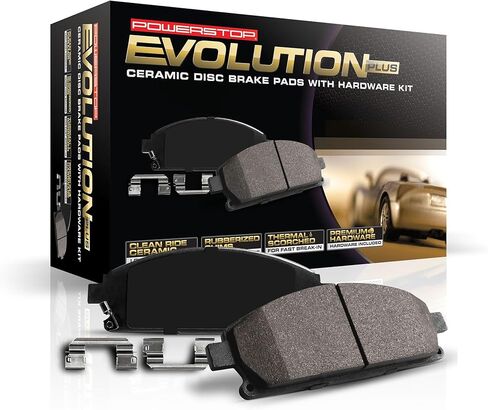 طقم فرامل أمامية Power Stop لسيارة Alfa Romeo Tonale 2024-25 |Chrysler 200 2015-17 |Dodge Hornet 2023-25 ​​|Fiat 500X 2016-23 |Jeep Cherokee 2014-23 - وسادات فرامل سيراميك مع أدوات التثبيت، 17-1734 in Kuwait