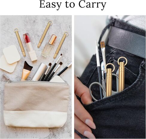 3 Pcs Metal Ear Cleaner, Folding Type Ear Wax Scooper, Portable Ear Pick, Brass Earpick with Keyring, Premium Ear Spoon Wax Remover in Kuwait