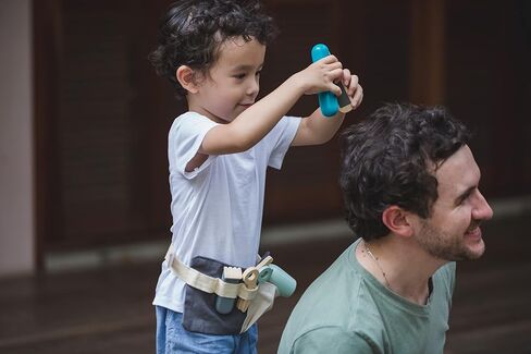 PlanToys Make Up Set for Kids - Sustainably Made from Rubberwood Featuring Organic-Pigment Coloring and Water-Based Dyes with a Mirror, Brush, Bag, and 5 Pieces of Makeup in Kuwait
