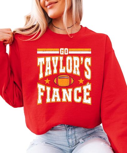 Olive Loves Apple Go Taylor's Fiance Sweatshirt for Women, Teens & Kids Funny Football Season Distressed Graphic Pullover in Saudi Arabia