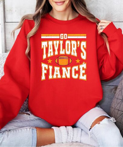 Olive Loves Apple Go Taylor's Fiance Sweatshirt for Women, Teens & Kids Funny Football Season Distressed Graphic Pullover in Saudi Arabia