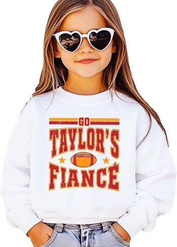 Olive Loves Apple Go Taylor's Fiance Sweatshirt for Women, Teens & Kids Funny Football Season Distressed Graphic Pullover in Saudi Arabia