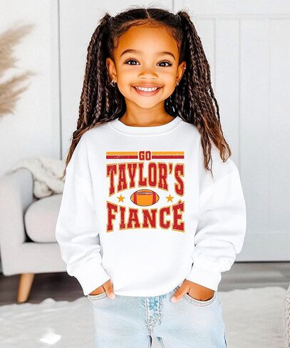 Olive Loves Apple Go Taylor's Fiance Sweatshirt for Women, Teens & Kids Funny Football Season Distressed Graphic Pullover in Saudi Arabia