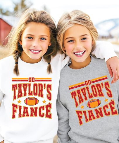 Olive Loves Apple Go Taylor's Fiance Sweatshirt for Women, Teens & Kids Funny Football Season Distressed Graphic Pullover in Saudi Arabia