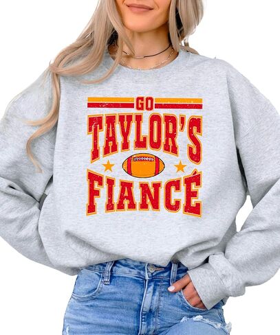 Olive Loves Apple Go Taylor's Fiance Sweatshirt for Women, Teens & Kids Funny Football Season Distressed Graphic Pullover in Saudi Arabia