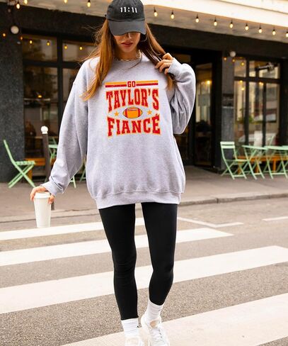 Olive Loves Apple Go Taylor's Fiance Sweatshirt for Women, Teens & Kids Funny Football Season Distressed Graphic Pullover in Saudi Arabia