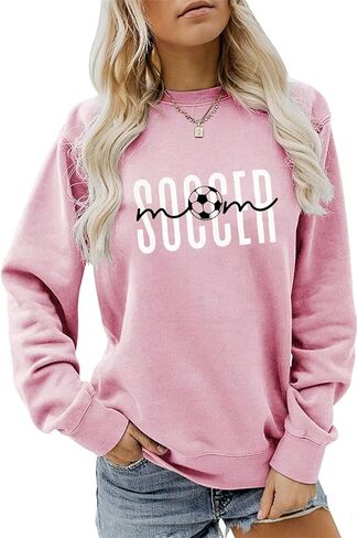 Soccer Mom Crewneck Sweatshirt, Soccer Graphic Sweater Women Long Sleeve Pullover Tops Funny Game Day Soccer Shirts in Kuwait