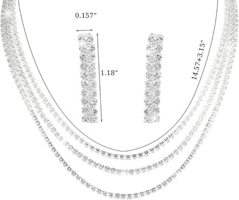 Rhinestone Choker Necklaces for Women Silver Diamond Choker and Earring Prom Jewelry Set for Women Sliver Choker Necklace Bridal Jewelry for Wedding Prom jewelry Gift for Women in Saudi Arabia