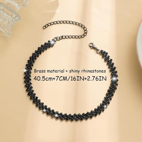 Rhinestone Choker Necklaces for Women Silver Diamond Choker and Earring Prom Jewelry Set for Women Sliver Choker Necklace Bridal Jewelry for Wedding Prom jewelry Gift for Women in Saudi Arabia